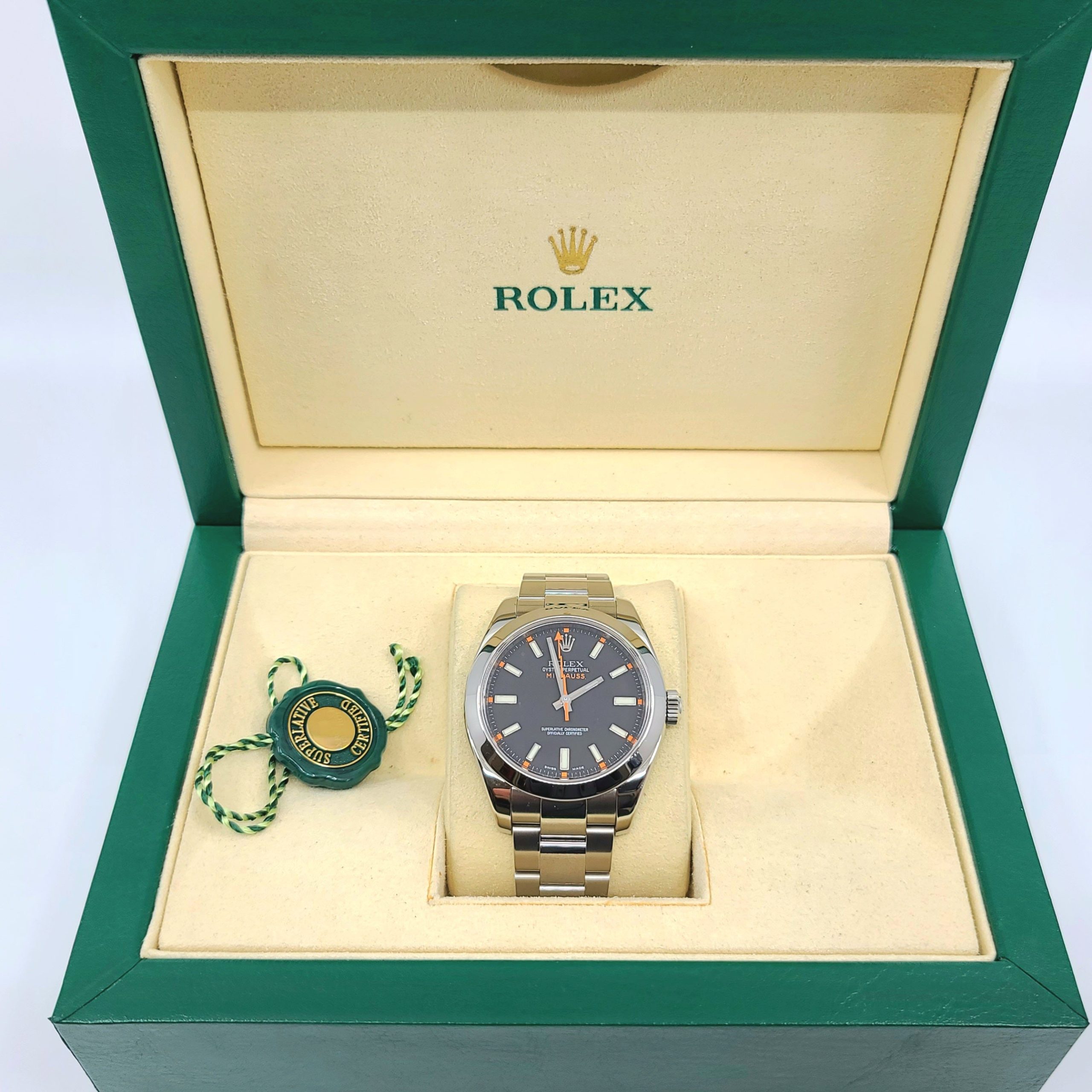 Rolex Milgauss Automatik Stahl Herrenuhr Oyster Perpetual Ref. 116400 B&P 2010