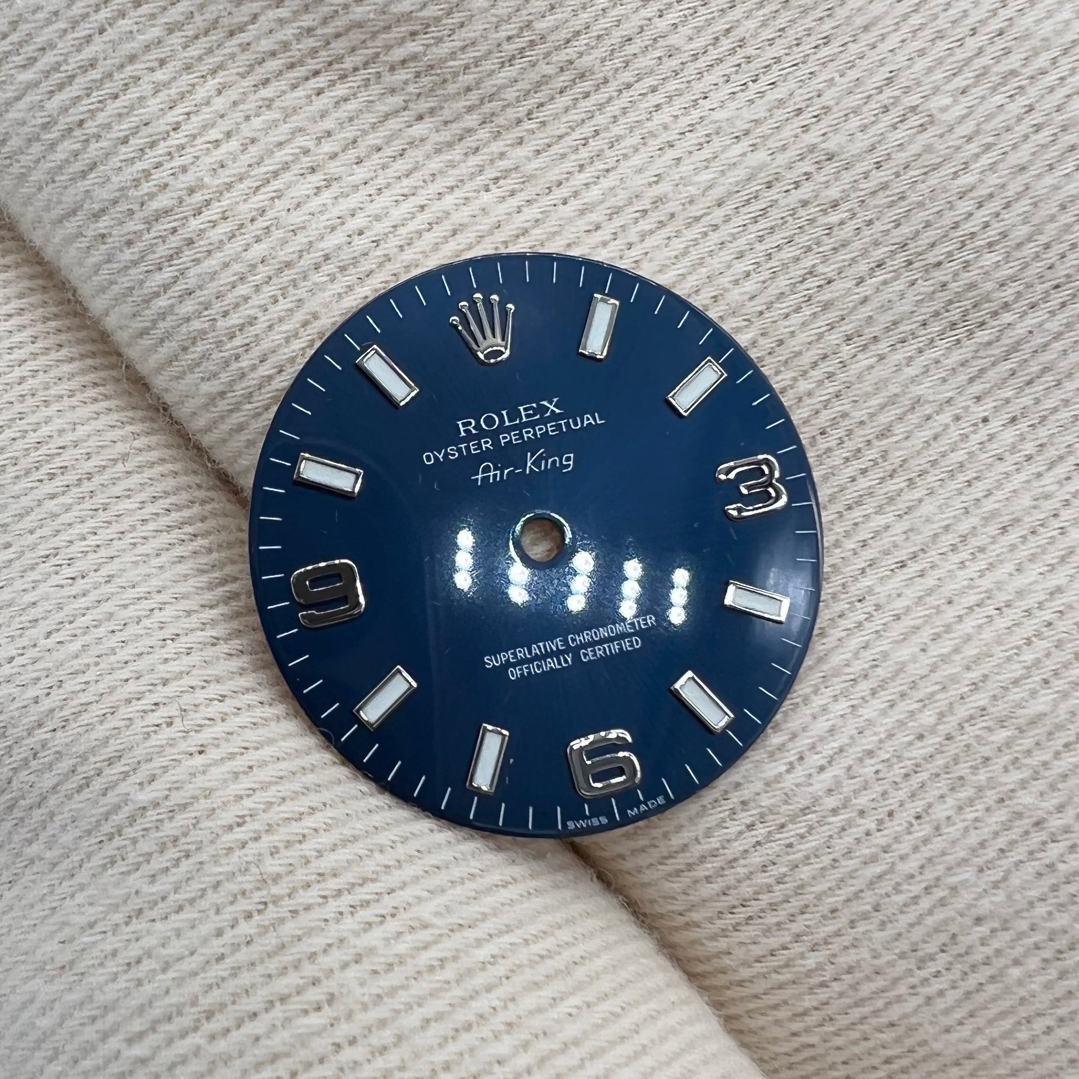 Guaranteed Authentic Rolex Oyster Perpetual Air-King Model 14010 Superlative Chronometer Officially Certified Swiss Made Dark Blue Dial 34mm