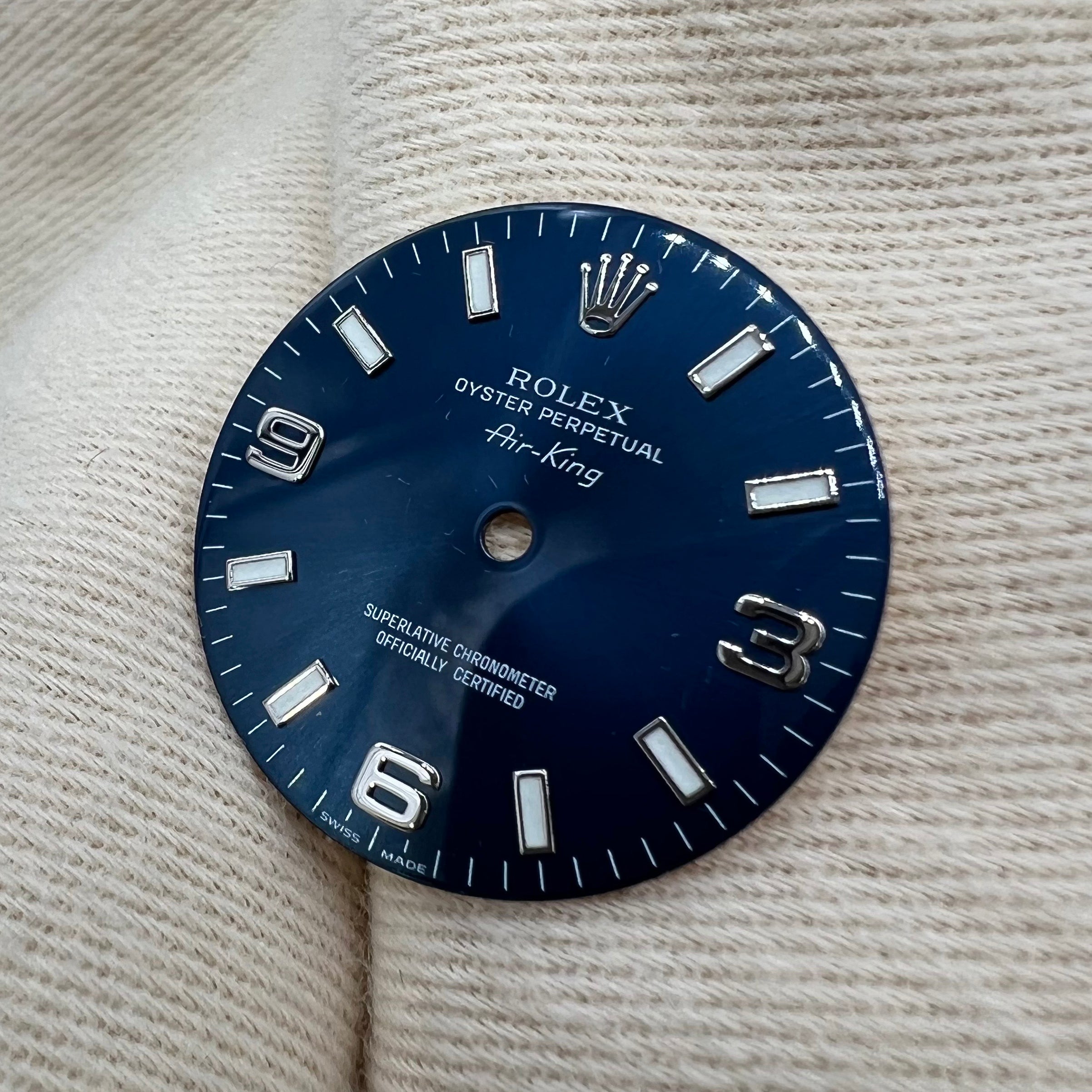 Guaranteed Authentic Rolex Oyster Perpetual Air-King Model 14010 Superlative Chronometer Officially Certified Swiss Made Dark Blue Dial 34mm