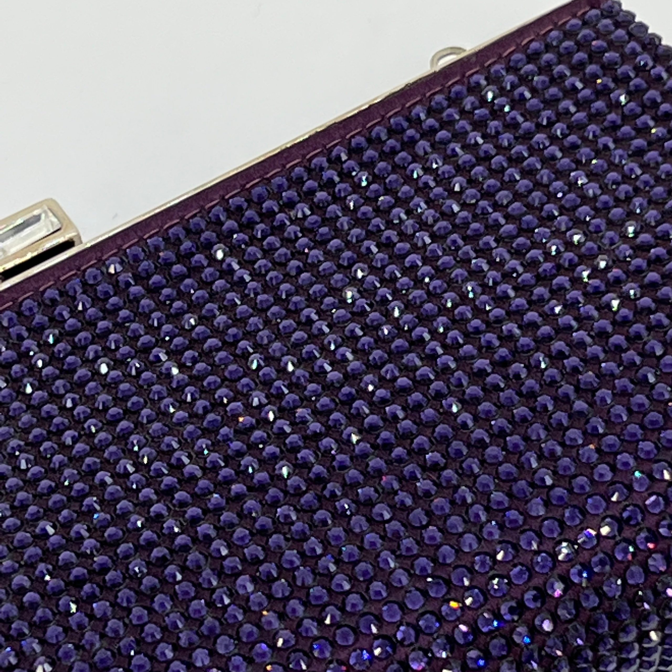 Judith Leiber Black Crystal Square Minaudiere Purple [Guaranteed Authentic]