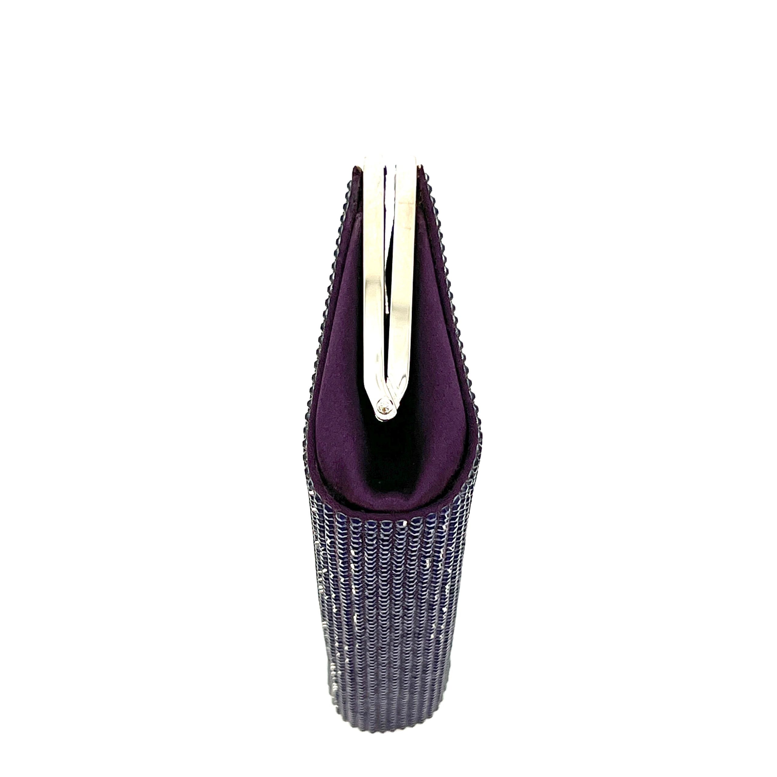 Judith Leiber Black Crystal Square Minaudiere Purple [Guaranteed Authentic]