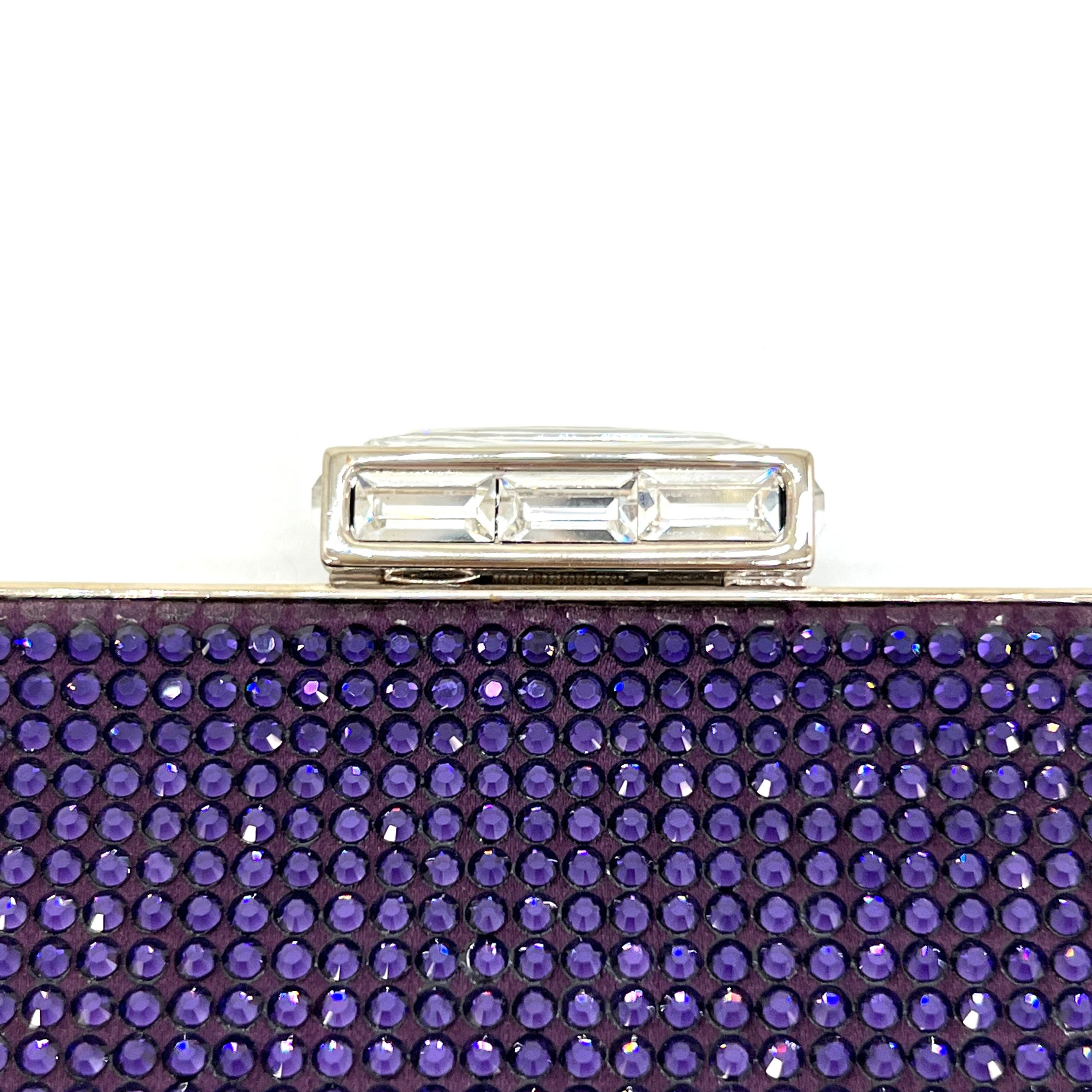 Judith Leiber Black Crystal Square Minaudiere Purple [Guaranteed Authentic]