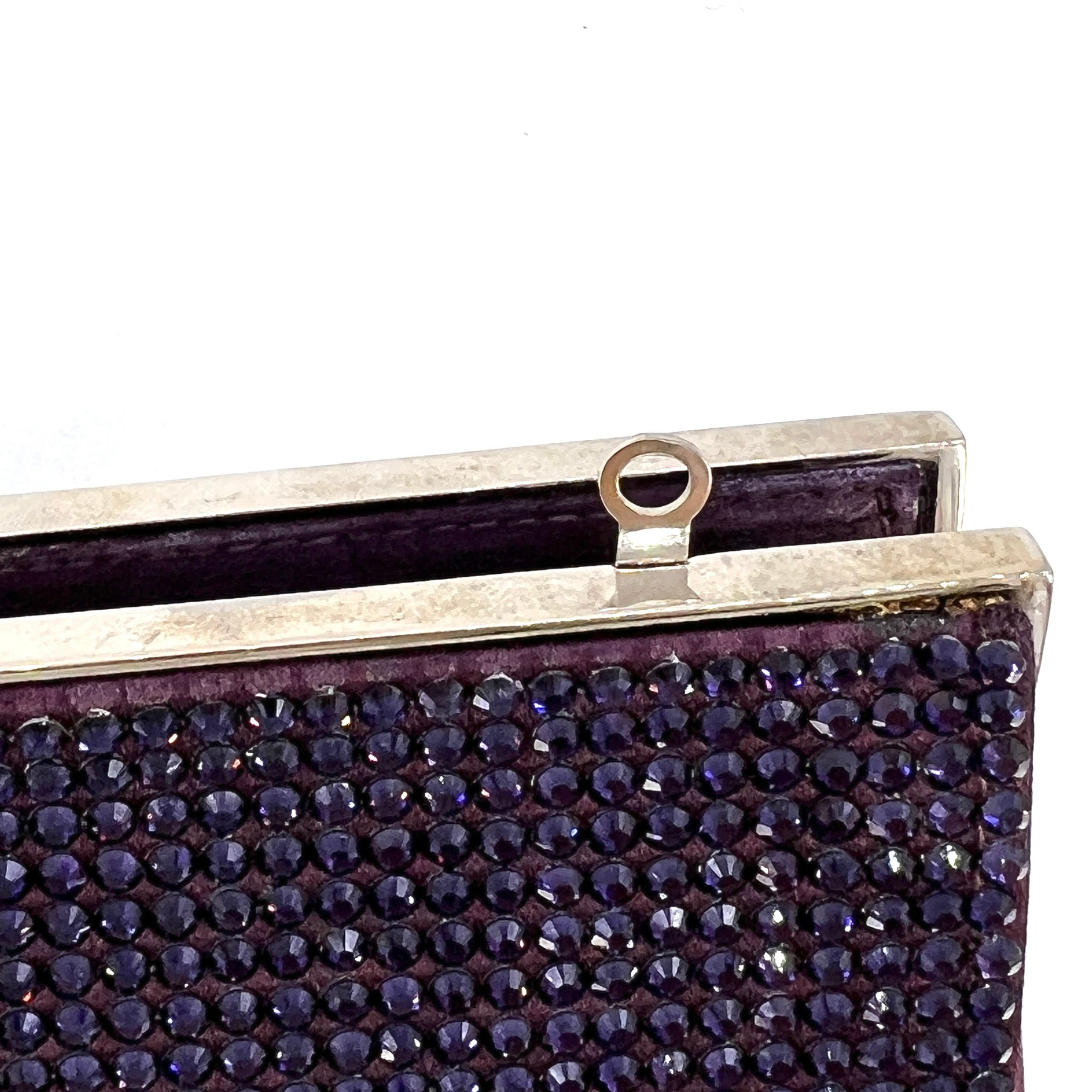 Judith Leiber Black Crystal Square Minaudiere Purple [Guaranteed Authentic]