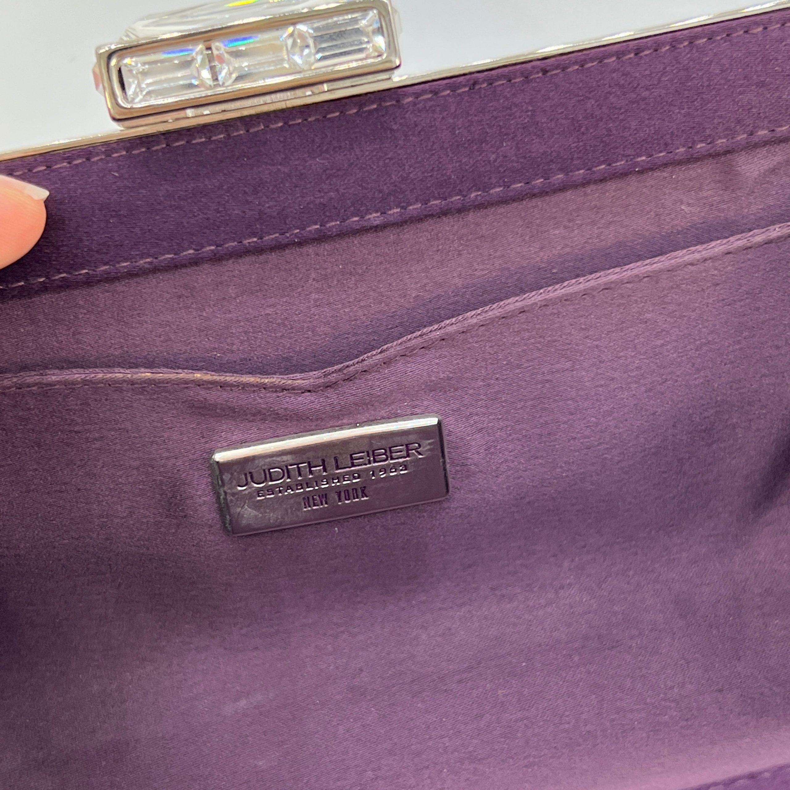 Judith Leiber Black Crystal Square Minaudiere Purple [Guaranteed Authentic]