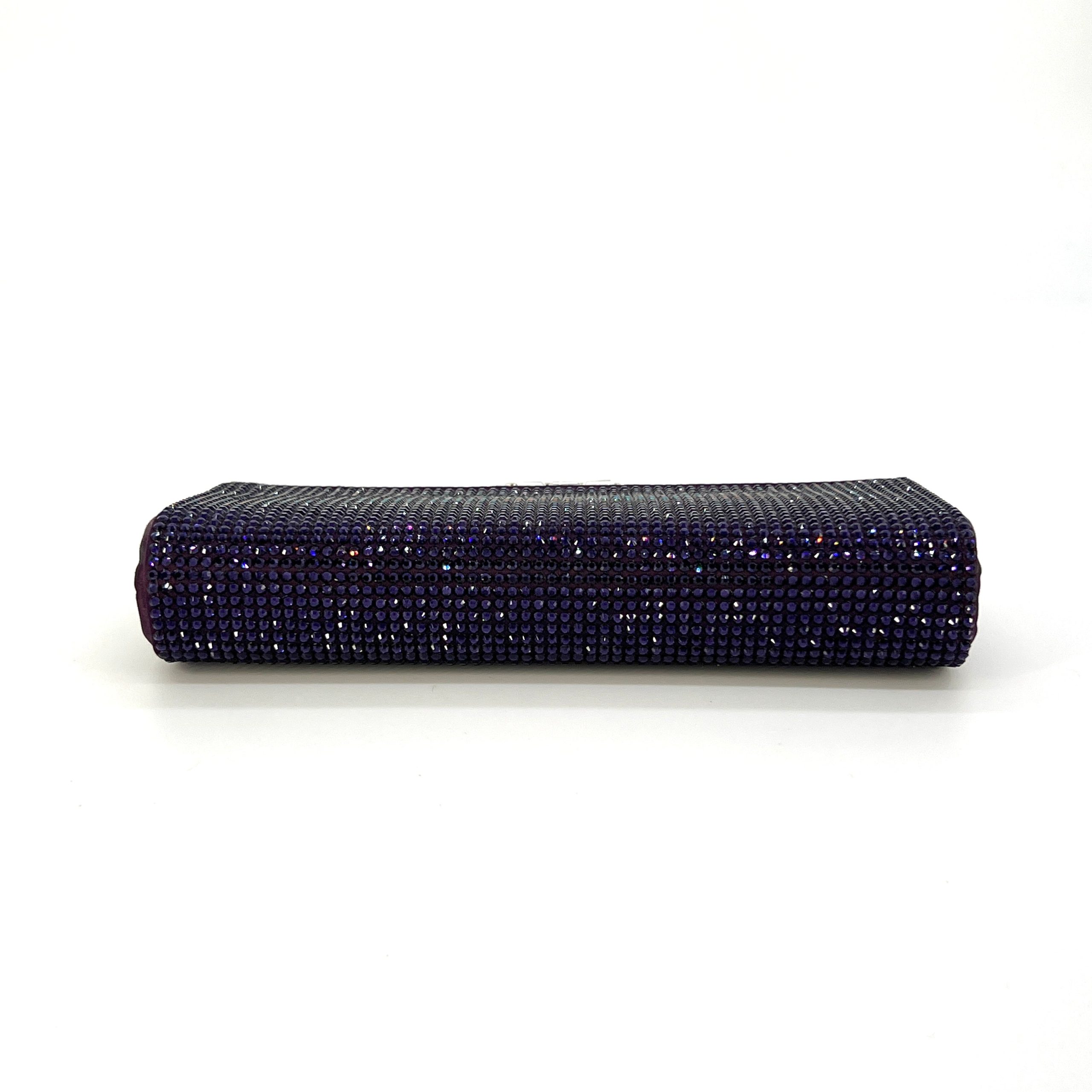 Judith Leiber Black Crystal Square Minaudiere Purple [Guaranteed Authentic]