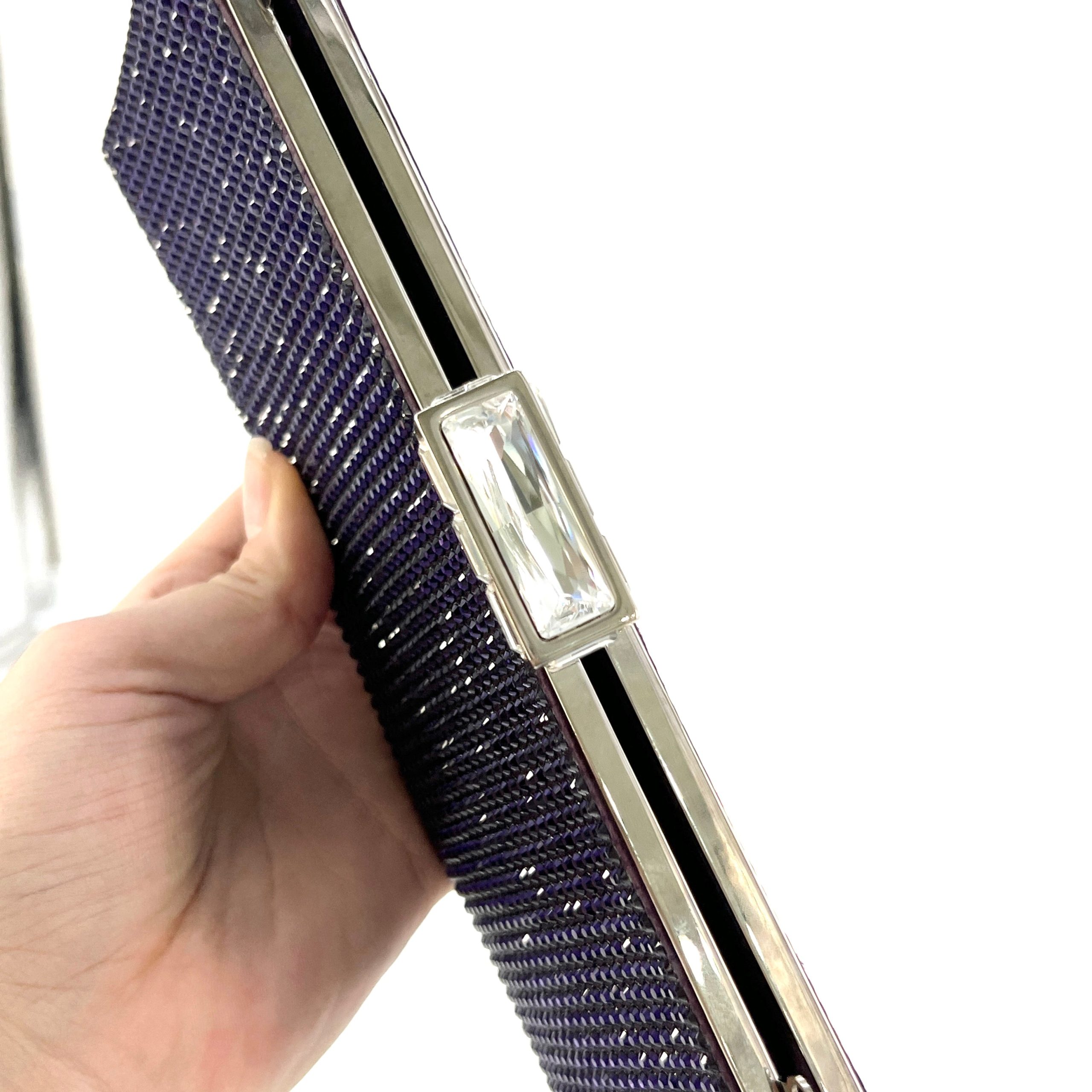 Judith Leiber Black Crystal Square Minaudiere Purple [Guaranteed Authentic]