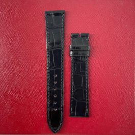 Guarantee Authentic Piaget Bright Alligator Piaget Flat Sewn Leather Strap Black 18mmx16mm Mans Regular Watch Band