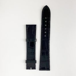 Guarantee Authentic Piaget Bright Alligator Piaget Flat Sewn Leather Strap Black 18mmx16mm Mans Regular Watch Band