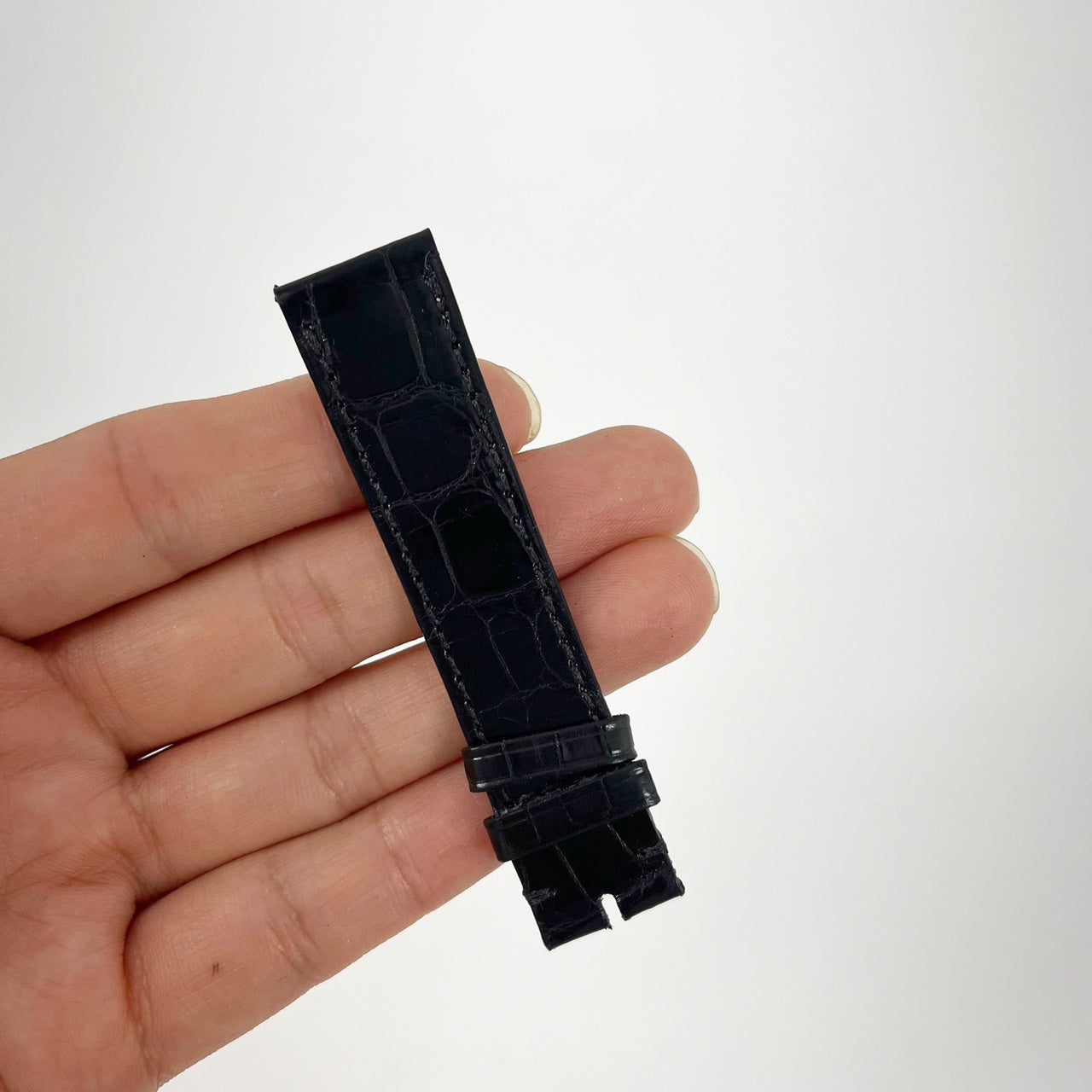 Guarantee Authentic Piaget Bright Alligator Piaget Flat Sewn Leather Strap Black 18mmx16mm Mans Regular Watch Band