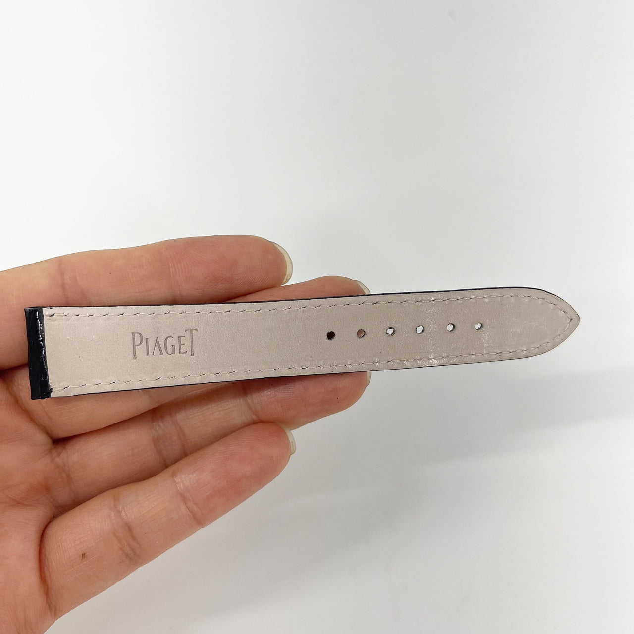 Guarantee Authentic Piaget Bright Alligator Piaget Flat Sewn Leather Strap Black 18mmx16mm Mans Regular Watch Band