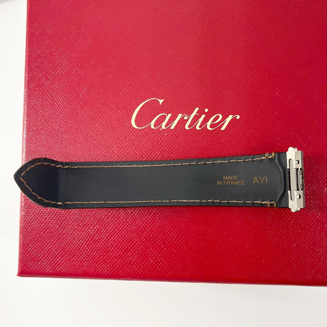 Guarantee Authentic Cartier Alligator Genuine Leather Strap Folding Deployment Clasp Buckle Brown 21mmx18mm Watch Band