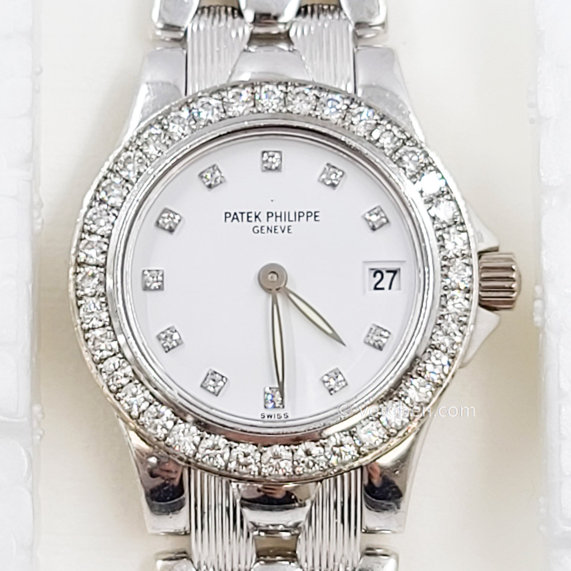 Patek Philippe Neptune White Gold Diamond Ladies Watch 4881