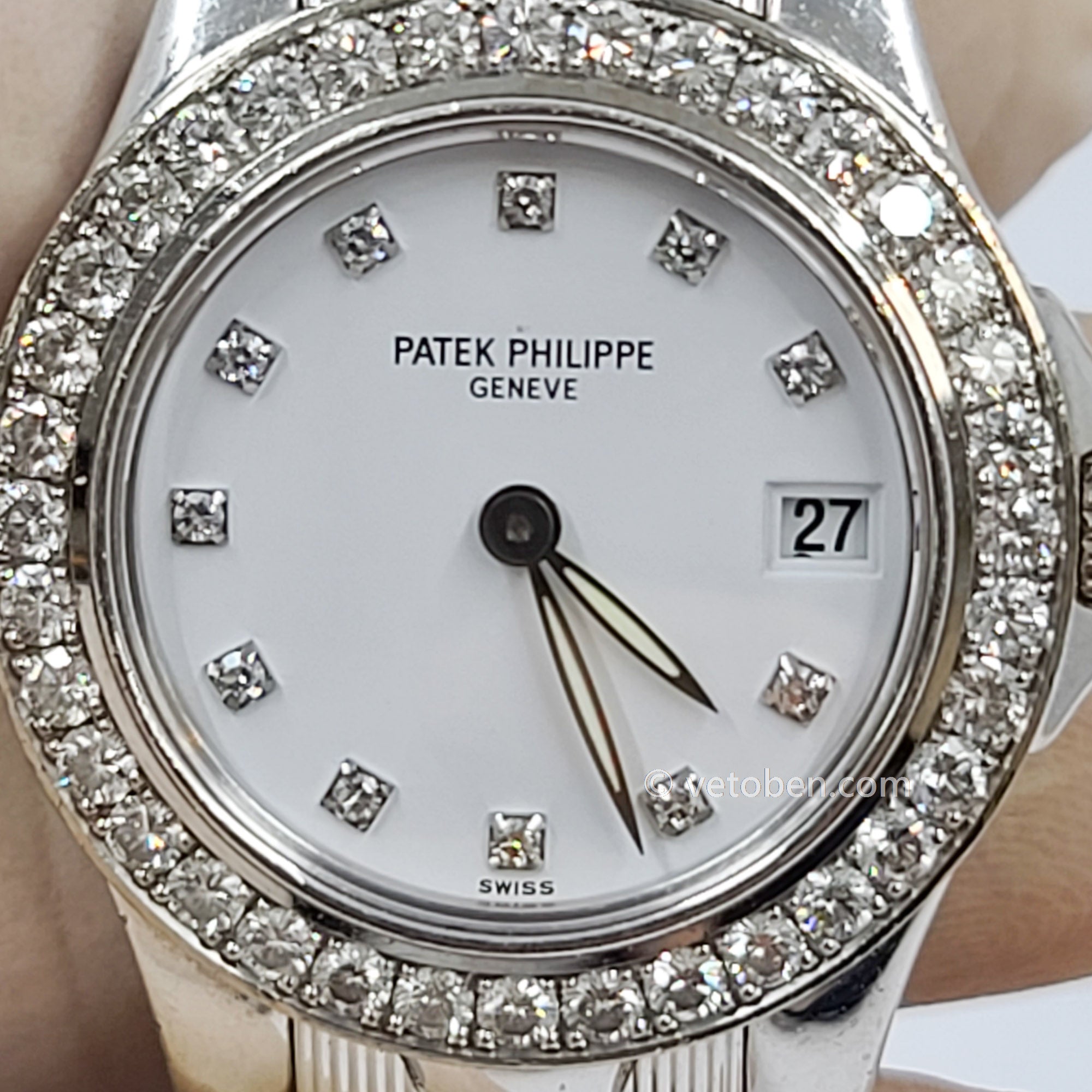Patek Philippe Neptune White Gold Diamond Ladies Watch 4881