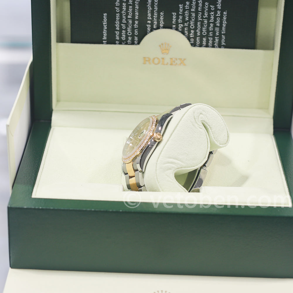 ROLEX Datejust Two-Tone Yellow Gold & Stainless Steel with Gold Dial, Diamond Bezel & Markers