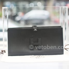 Hermes Jige Elan Swift 29 Black Leather Clutch