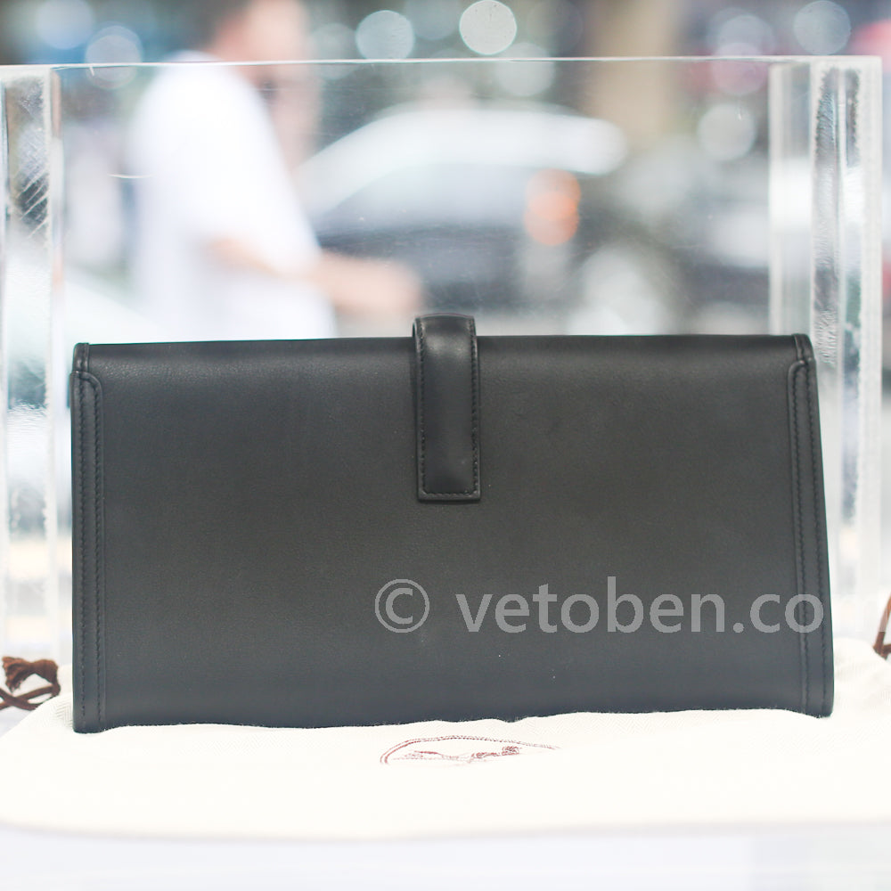 Hermes Jige Elan Swift 29 Black Leather Clutch