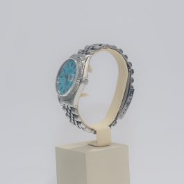 ROLEX Silver Oyster Perpetual Datejust with Blue Dial and Jubilee Bracelet 16014