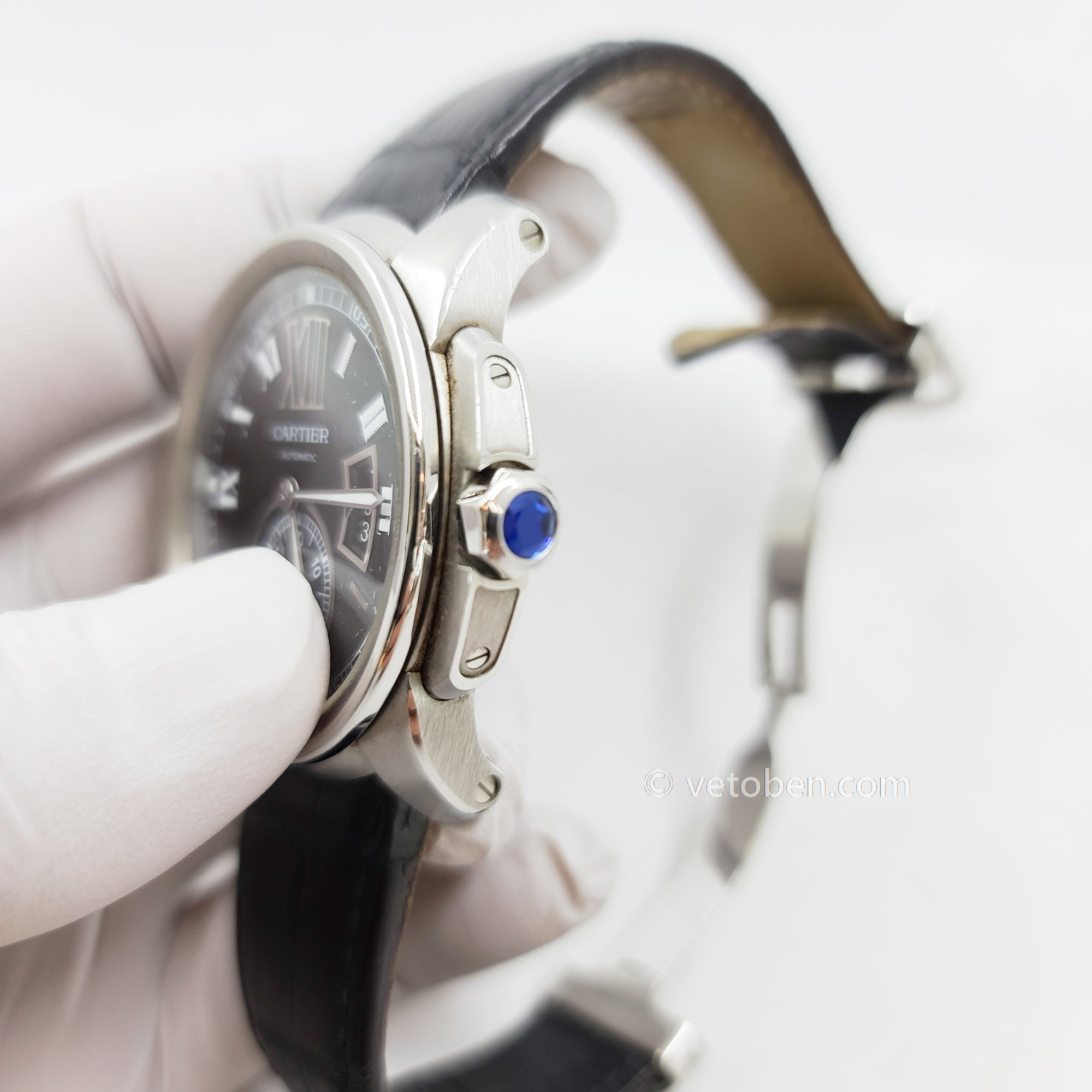 Cartier Calibre Stainless Steel Black Dial Automatic Mens Watch W7100037