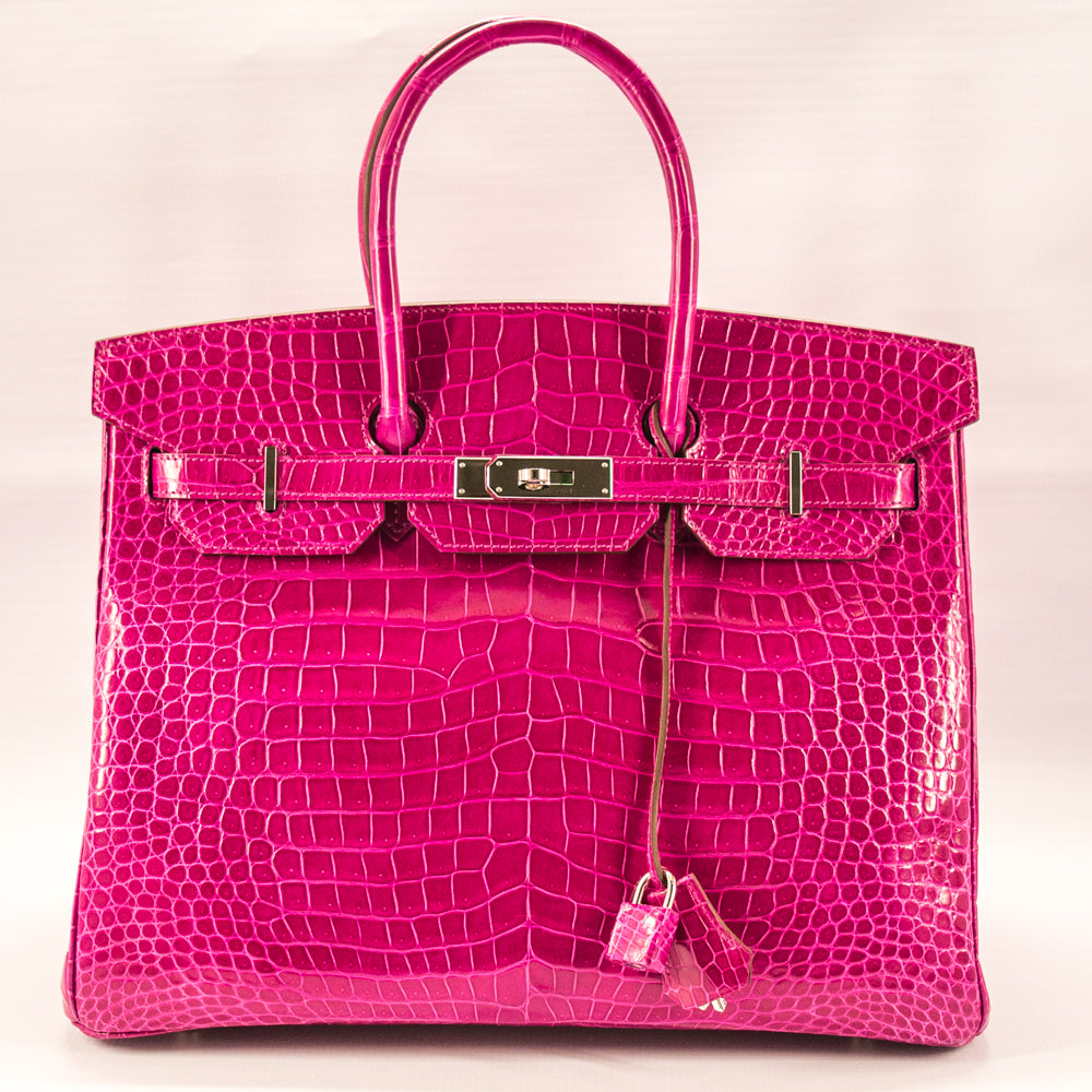 Hermes Birkin Bag 35cm Scheherazade Porosus Crocodile Silver Hardware