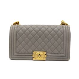 CHANEL Caviar Quilted Medium Boy Flap Gray 2018-2019
