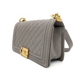 CHANEL Caviar Quilted Medium Boy Flap Gray 2018-2019