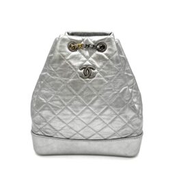 CHANEL Aged Calfskin Quilted Small Gabrielle Backpack Silver
