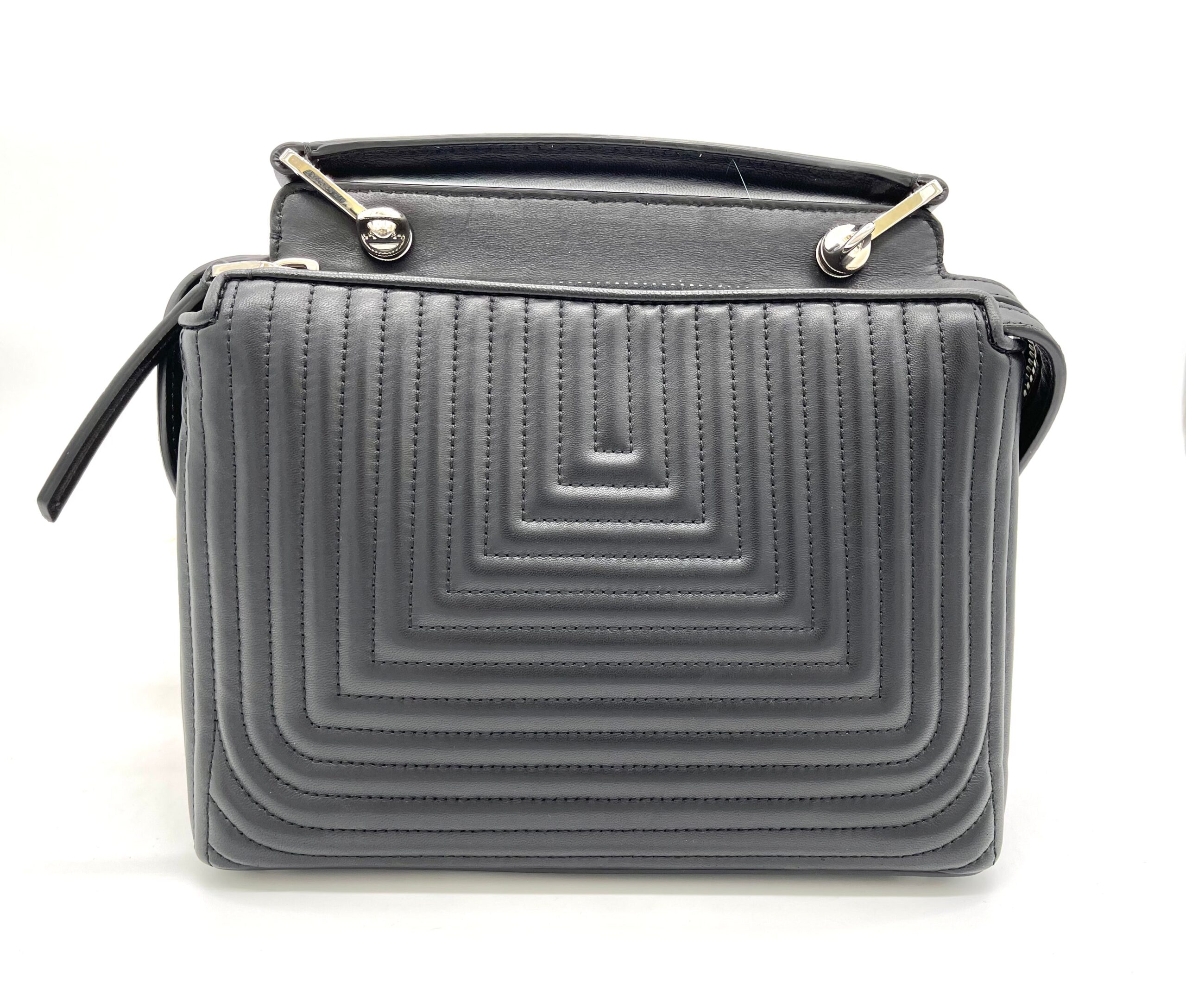 FENDI black quilted leather DOTCOM CLICK SMALL Shoulder Bag