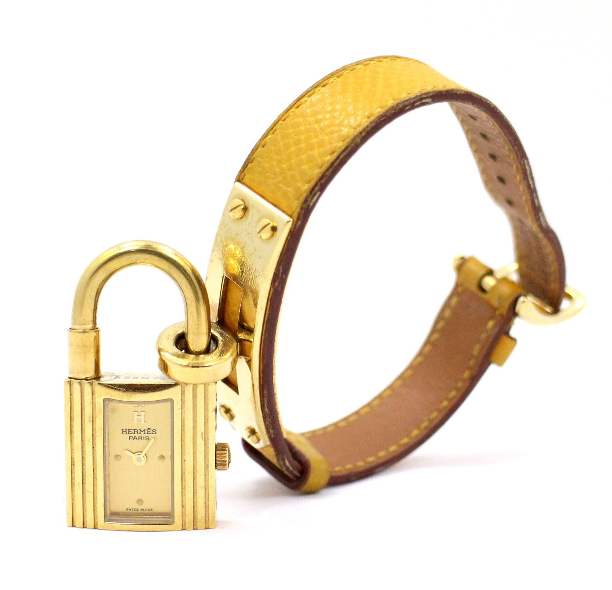 HERMES KELLY WATCH Yellow CALFSKIN STRAP