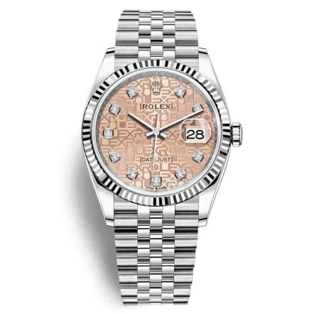 2021 Year Rolex Datejust 126234 Steel 36mm Pink Jubilee Diamond Dial Jubilee Bracelet Auto